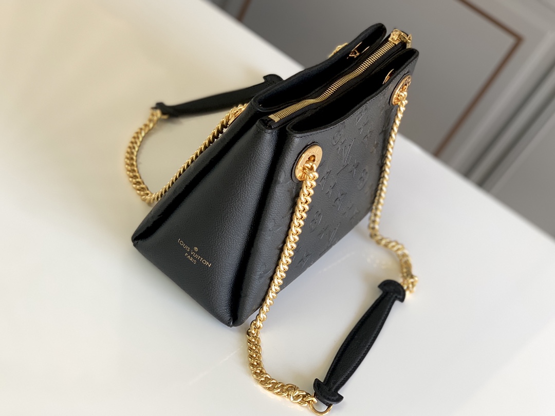 Replica Louis Vuitton M43748 Surene BB Chain Tote Handbag in Monogram Empreinte Leather Black