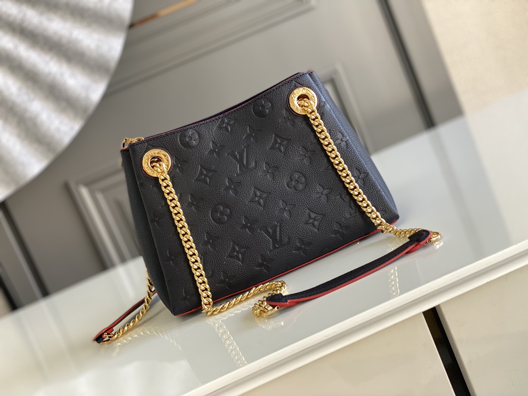 Replica Louis Vuitton M43750 Surene BB Chain Tote Handbag in Monogram Empreinte Leather Blue