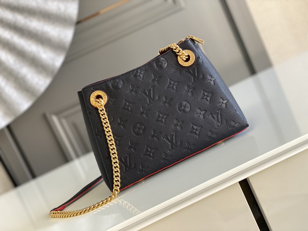 Replica Louis Vuitton M43750 Surene BB Chain Tote Handbag in Monogram Empreinte Leather Blue