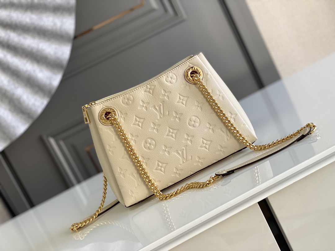 Replica Louis Vuitton M43877 Surene BB Chain Tote Handbag in Monogram Empreinte Leather Beige