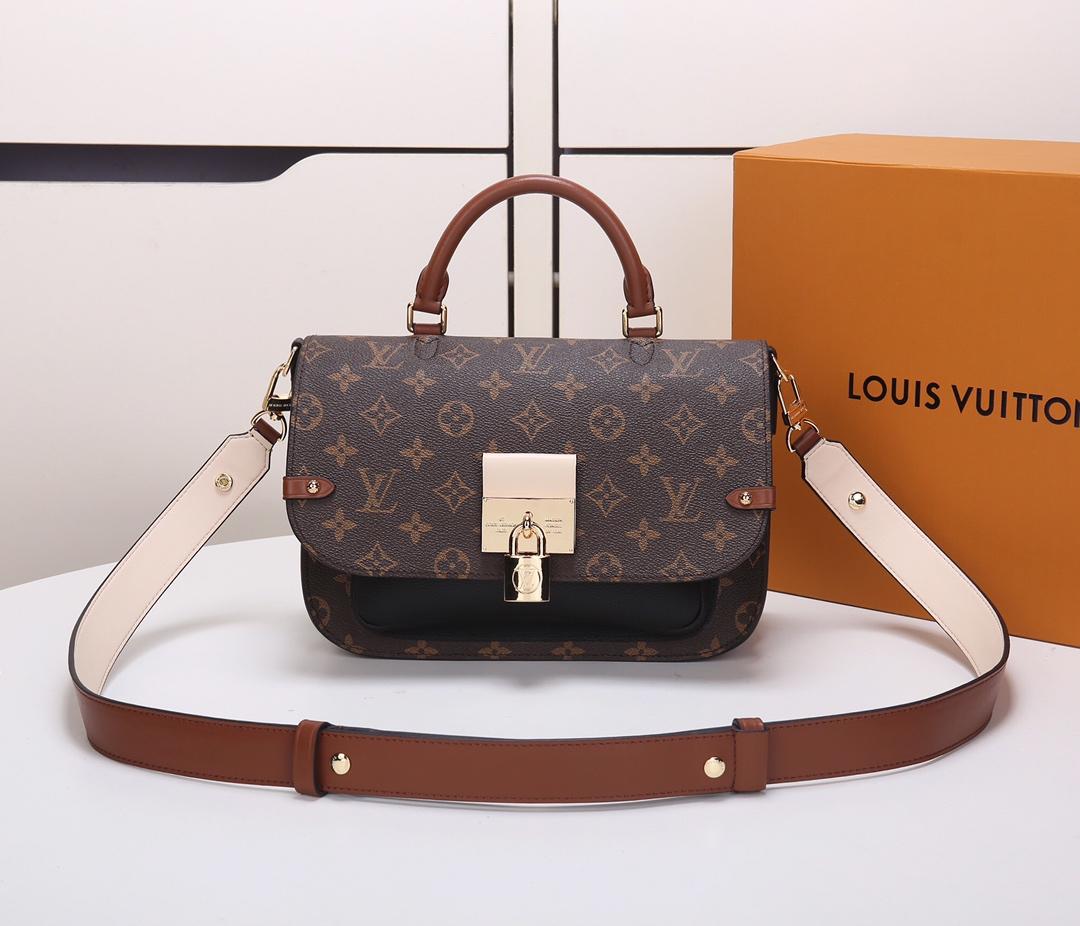 Replica Louis Vuitton M44354 Women Vaugirard Monogram Coated Canvas and Grained Leather Noir