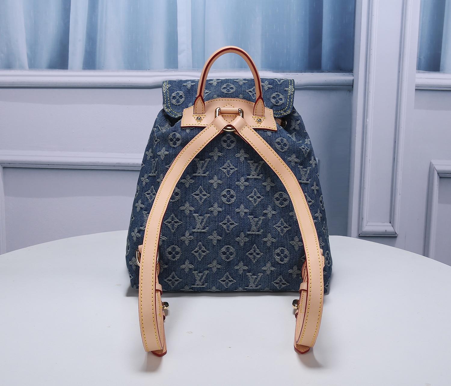 Replica Louis Vuitton M44460 Women Blue Denim Monogram Denim Sac a Dos Backpack