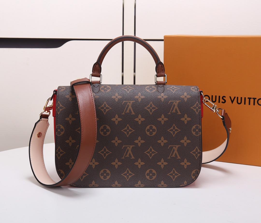 Replica Louis Vuitton M44548 Women Vaugirard Monogram Coated Canvas and Grained Leather Coquelicot Red