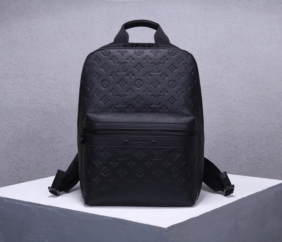 Replica Louis Vuitton M44727 Men Sprinter Backpack Monogram Shadow Cowhide Leather Black