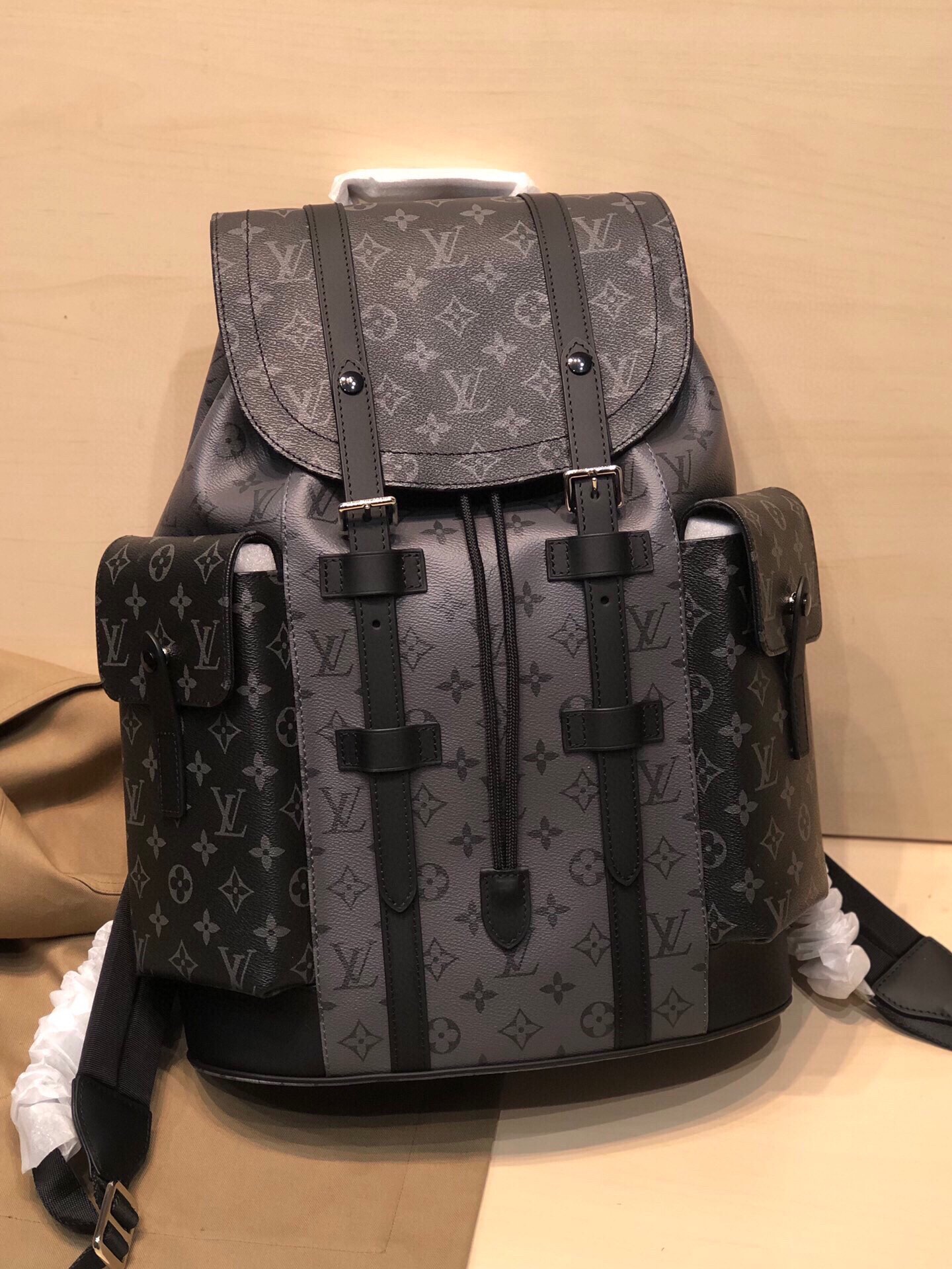 Replica Louis Vuitton M45419 Christopher PM Monogram Eclipse Coated Canvas and Monogram Eclipse Reverse Coated Canvas