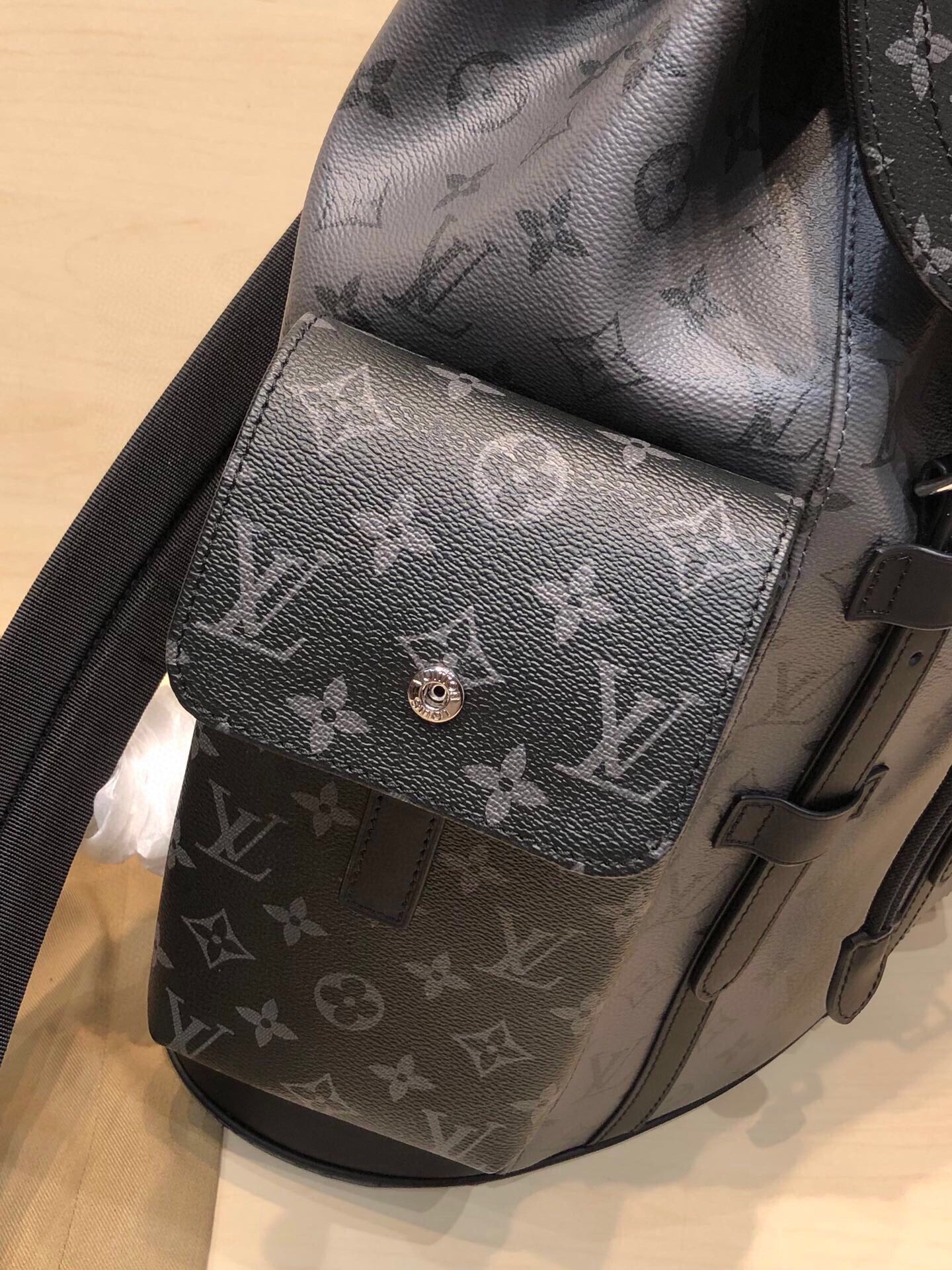 Replica Louis Vuitton M45419 Christopher PM Monogram Eclipse Coated Canvas and Monogram Eclipse Reverse Coated Canvas