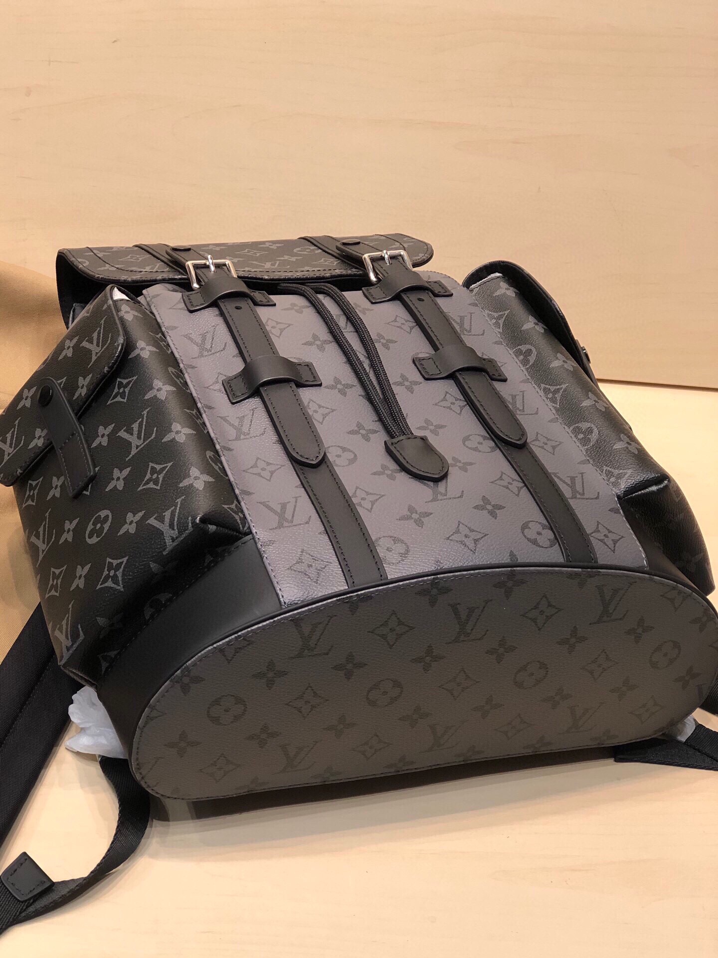 Replica Louis Vuitton M45419 Christopher PM Monogram Eclipse Coated Canvas and Monogram Eclipse Reverse Coated Canvas