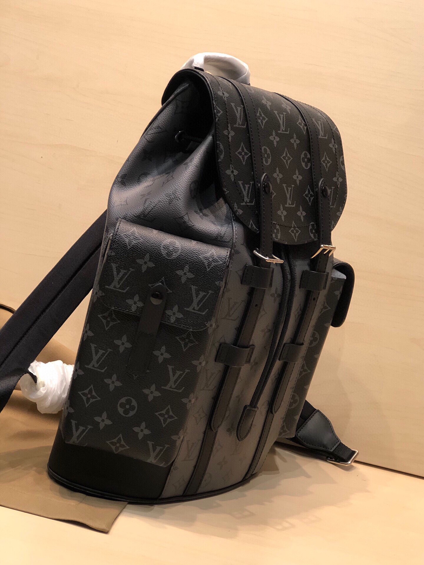 Replica Louis Vuitton M45419 Christopher PM Monogram Eclipse Coated Canvas and Monogram Eclipse Reverse Coated Canvas