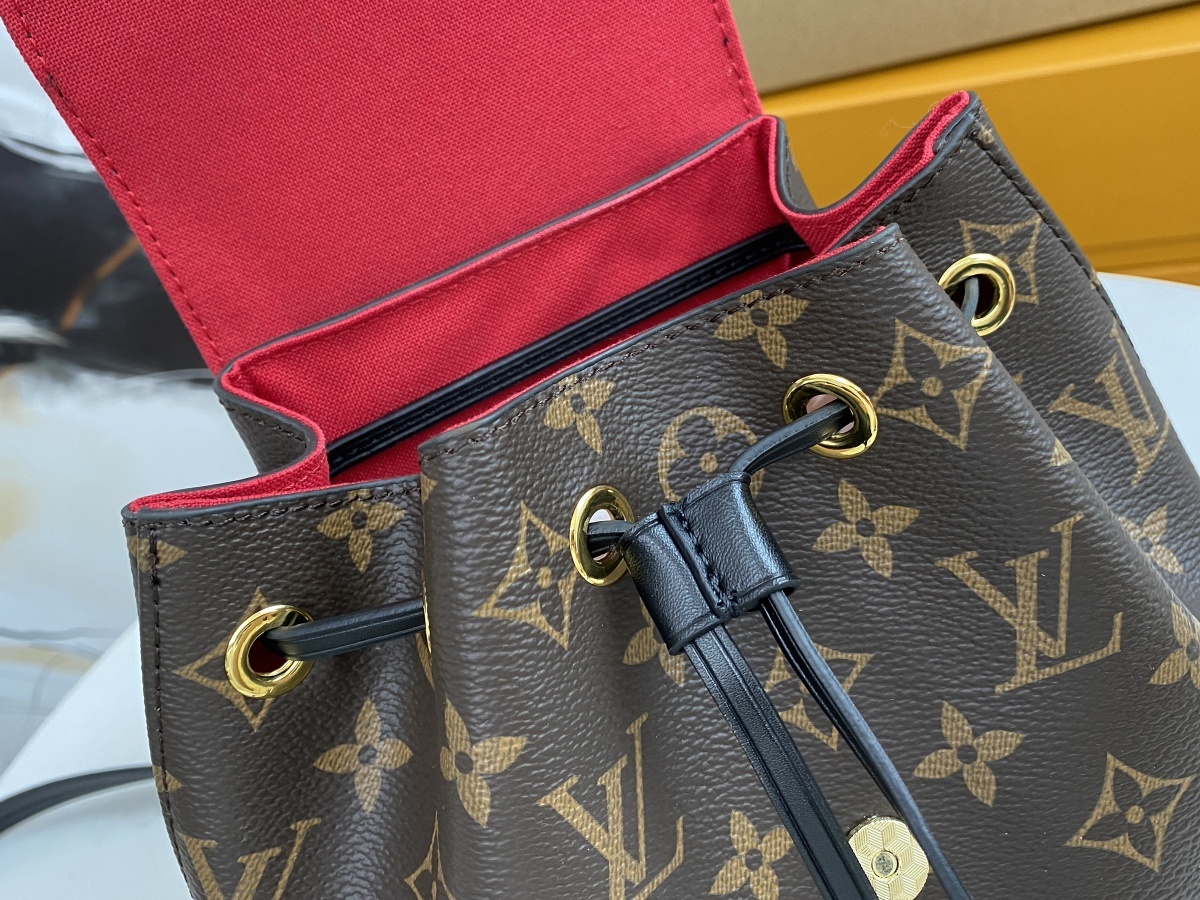 Replica Louis Vuitton M45516 Montsouris BB Backpack in Classic Monogram Coated Canvas and Cowhide Leather