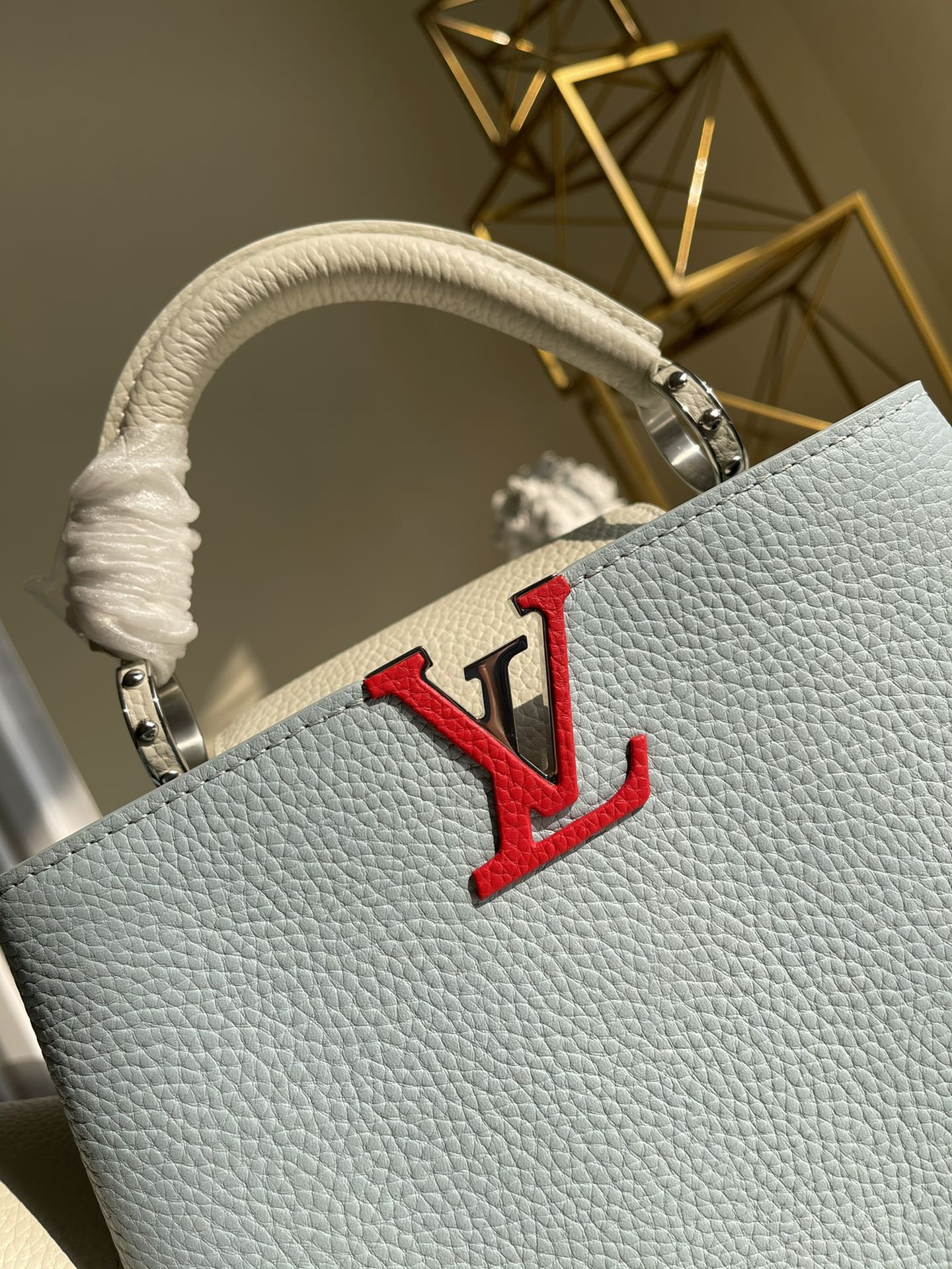 Replica Louis Vuitton M548865 Capucines BB Handbag Olympe Blue Red White Taurillon Leather