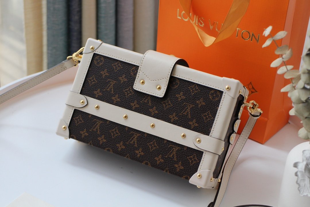 Replica Louis Vuitton M55436 Petite Malle Handbag Monogram Canvas White