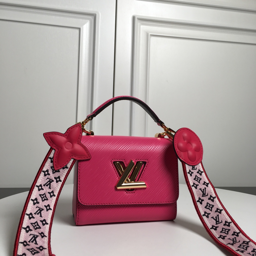 Replica Louis Vuitton M57049 Twist PM Epi Leather With Wide Embroidered Strap Agathe Rose Pink