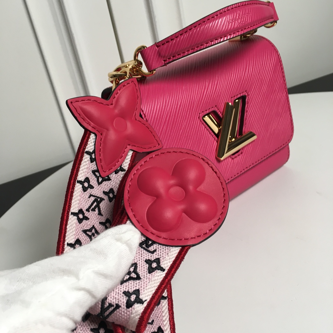 Replica Louis Vuitton M57049 Twist PM Epi Leather With Wide Embroidered Strap Agathe Rose Pink