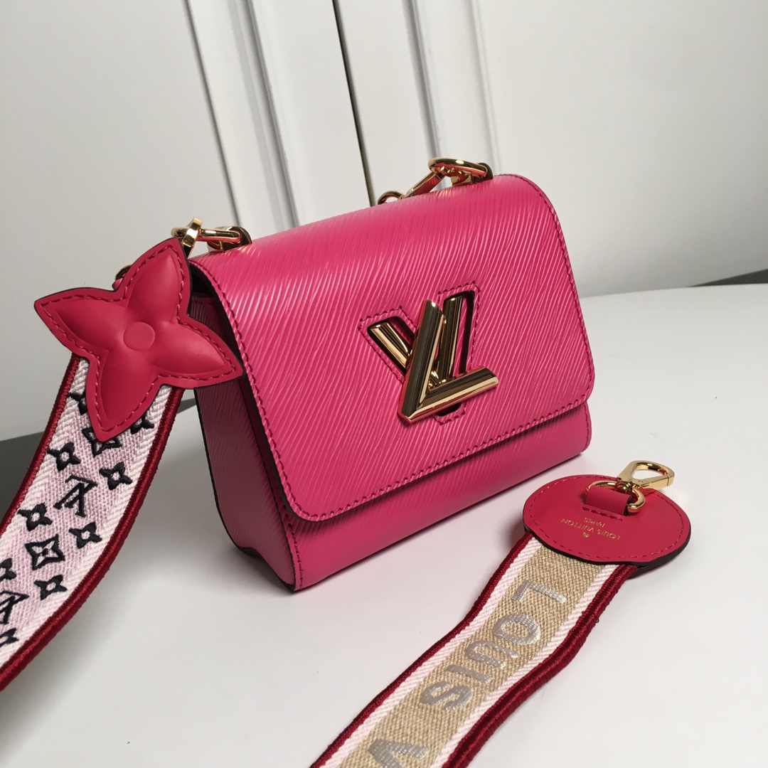 Replica Louis Vuitton M57049 Twist PM Epi Leather With Wide Embroidered Strap Agathe Rose Pink