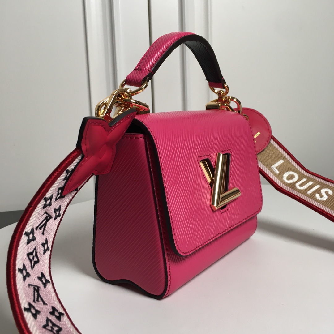 Replica Louis Vuitton M57049 Twist PM Epi Leather With Wide Embroidered Strap Agathe Rose Pink