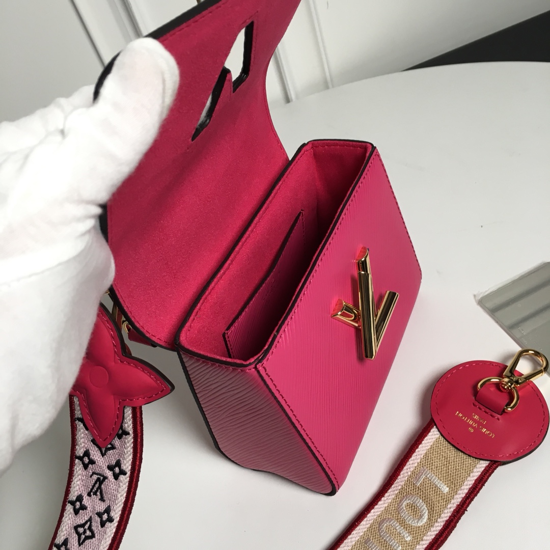 Replica Louis Vuitton M57049 Twist PM Epi Leather With Wide Embroidered Strap Agathe Rose Pink