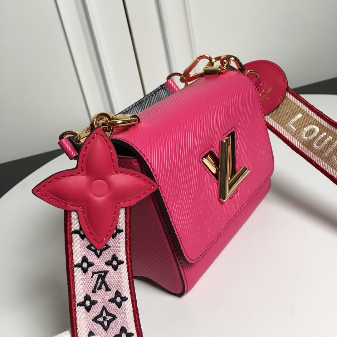 Replica Louis Vuitton M57049 Twist PM Epi Leather With Wide Embroidered Strap Agathe Rose Pink