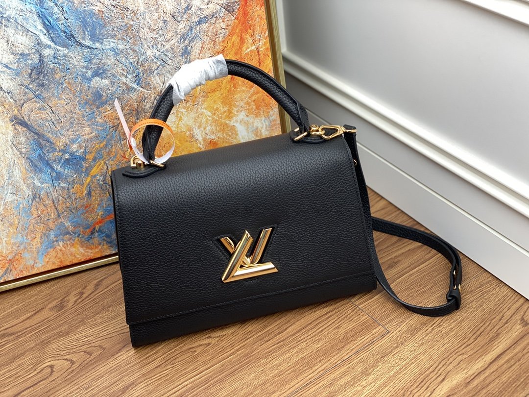 Replica Louis Vuitton M57090 Twist One Handle MM Taurillon eather Black