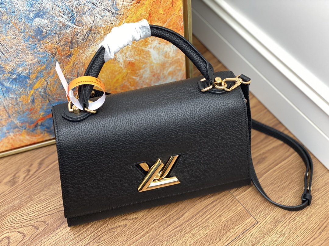 Replica Louis Vuitton M57090 Twist One Handle MM Taurillon eather Black