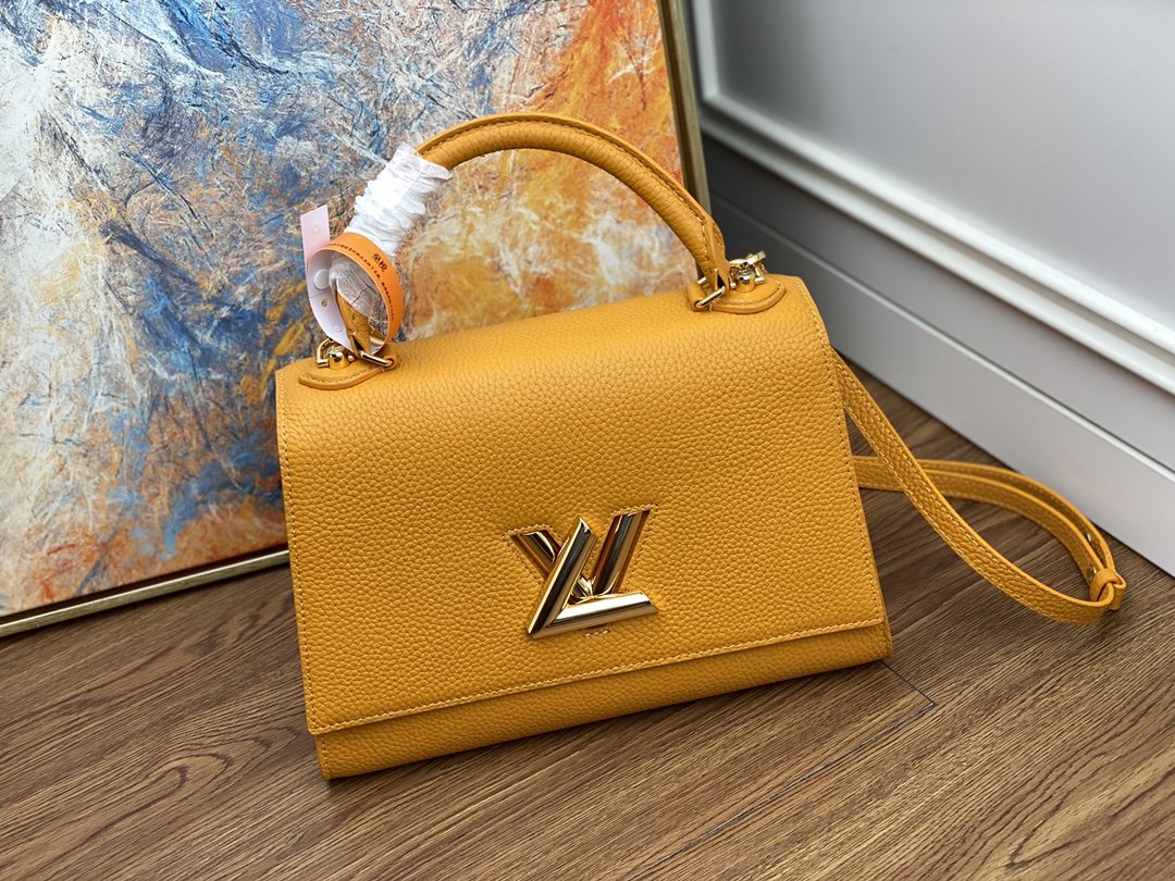 Replica Louis Vuitton M57091 Twist One Handle MM Taurillon eather Yellow