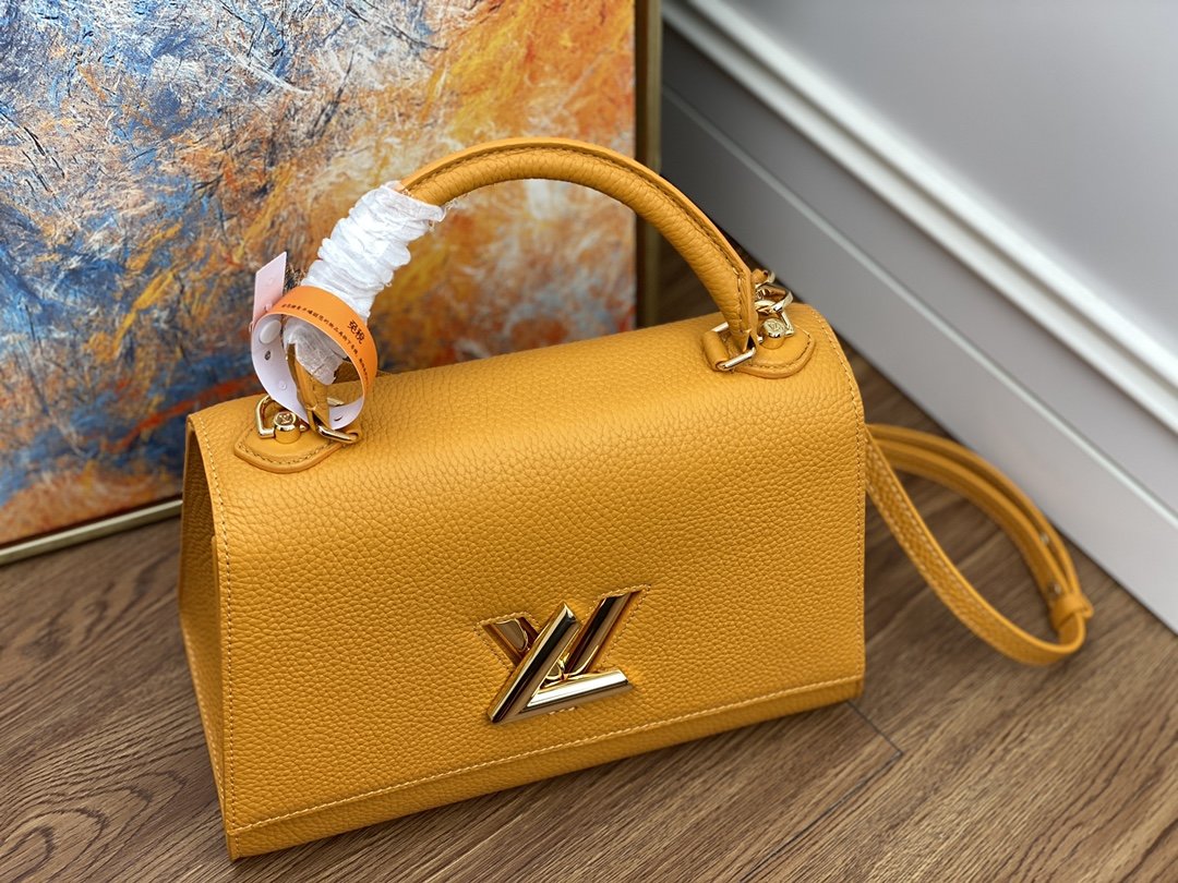 Replica Louis Vuitton M57091 Twist One Handle MM Taurillon eather Yellow