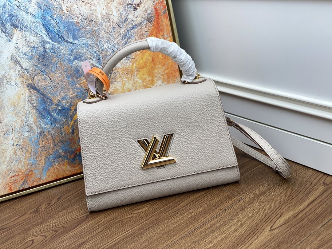 Replica Louis Vuitton M57092 Twist One Handle MM Taurillon eather Greige