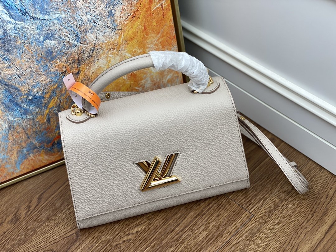 Replica Louis Vuitton M57092 Twist One Handle MM Taurillon eather Greige