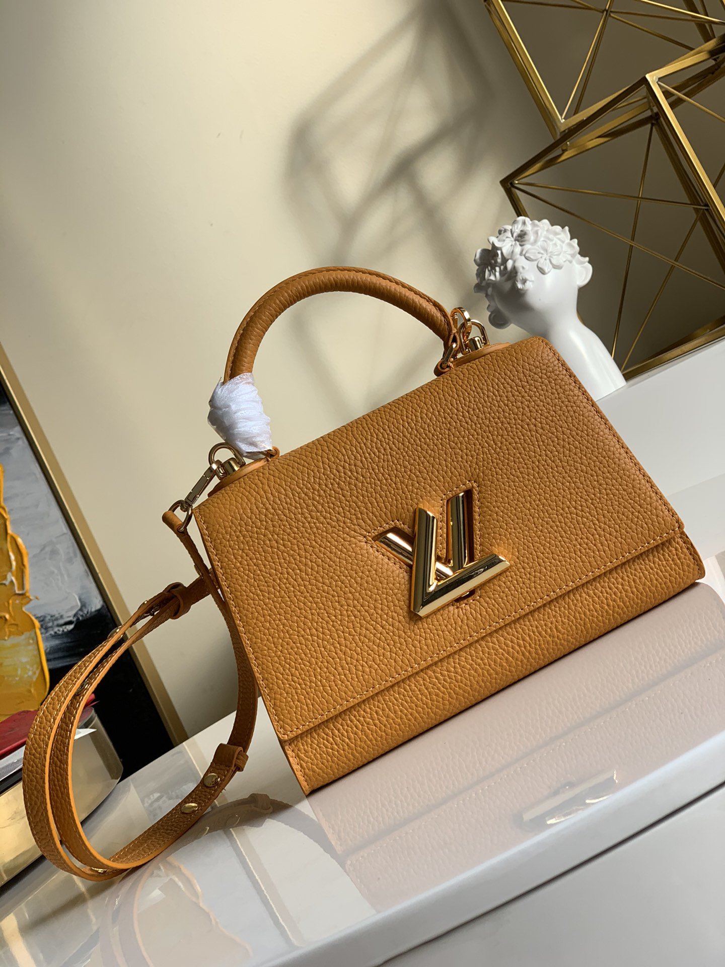 Replica Louis Vuitton M57136 Twist One Handle PM Taurillon Leather Saffron