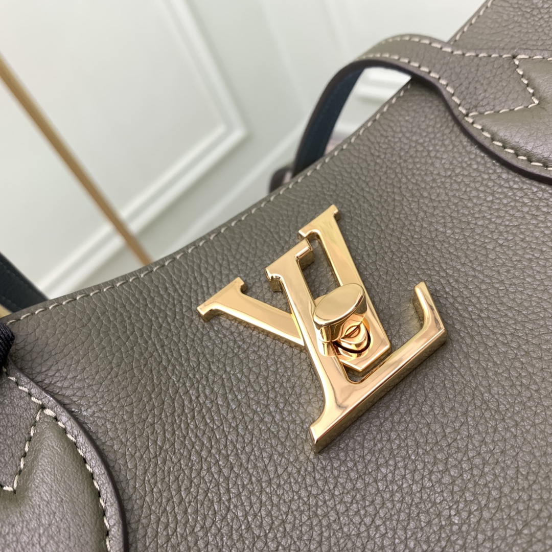 Replica Louis Vuitton M57508 Lockme Shopper Handbag in Supple Calf Leather Khaki Green