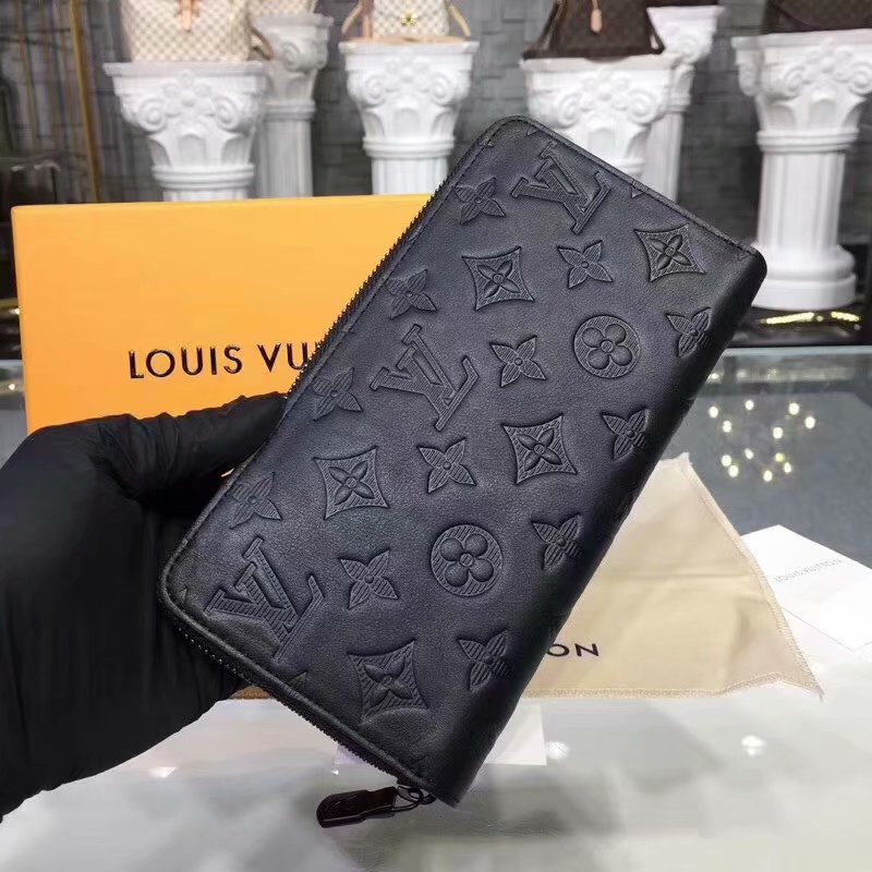 Replica Louis Vuitton M60017 LU Zippy Men Wallet Monogram Shadow Leather Black
