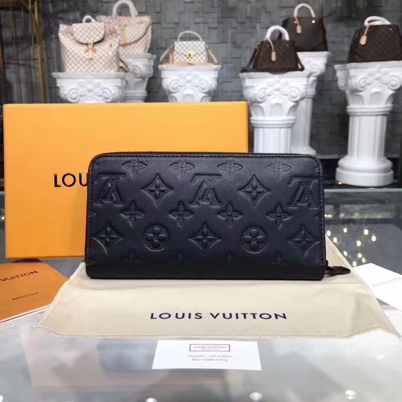 Replica Louis Vuitton M60017 LU Zippy Men Wallet Monogram Shadow Leather Black