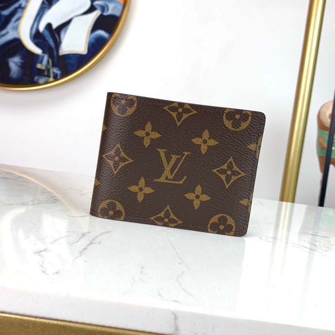 Replica Louis Vuitton M60895 Men Multiple Wallet Cowhide Leather and Canvas Lining Monogram Canvas