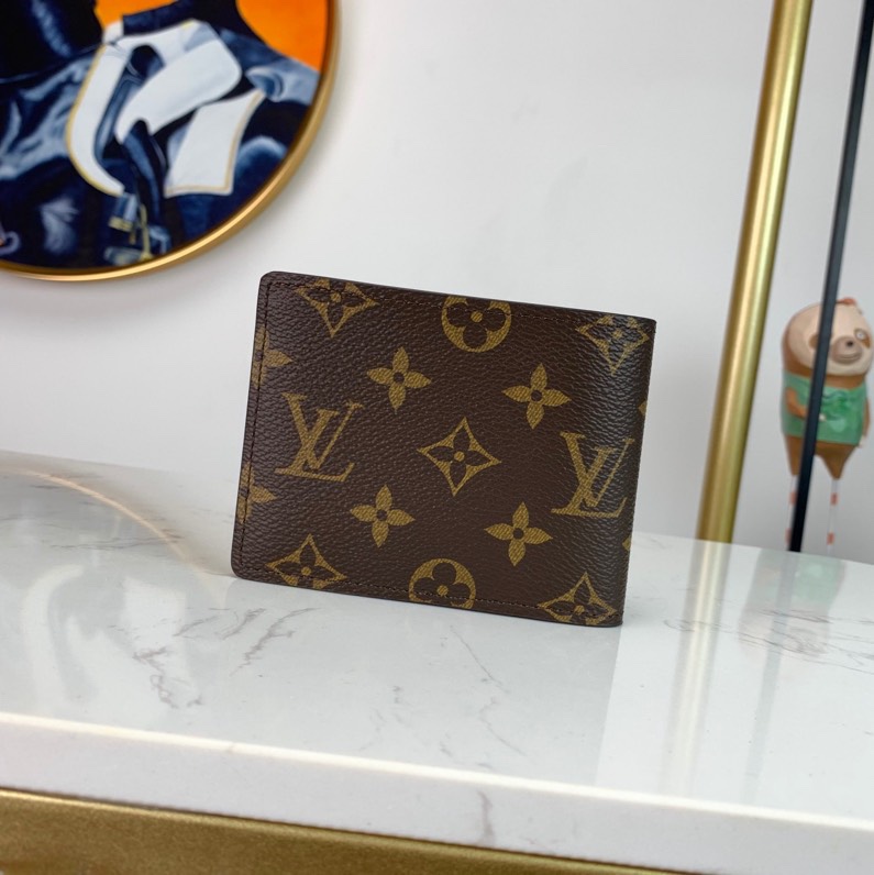 Replica Louis Vuitton M60895 Men Multiple Wallet Cowhide Leather and Canvas Lining Monogram Canvas