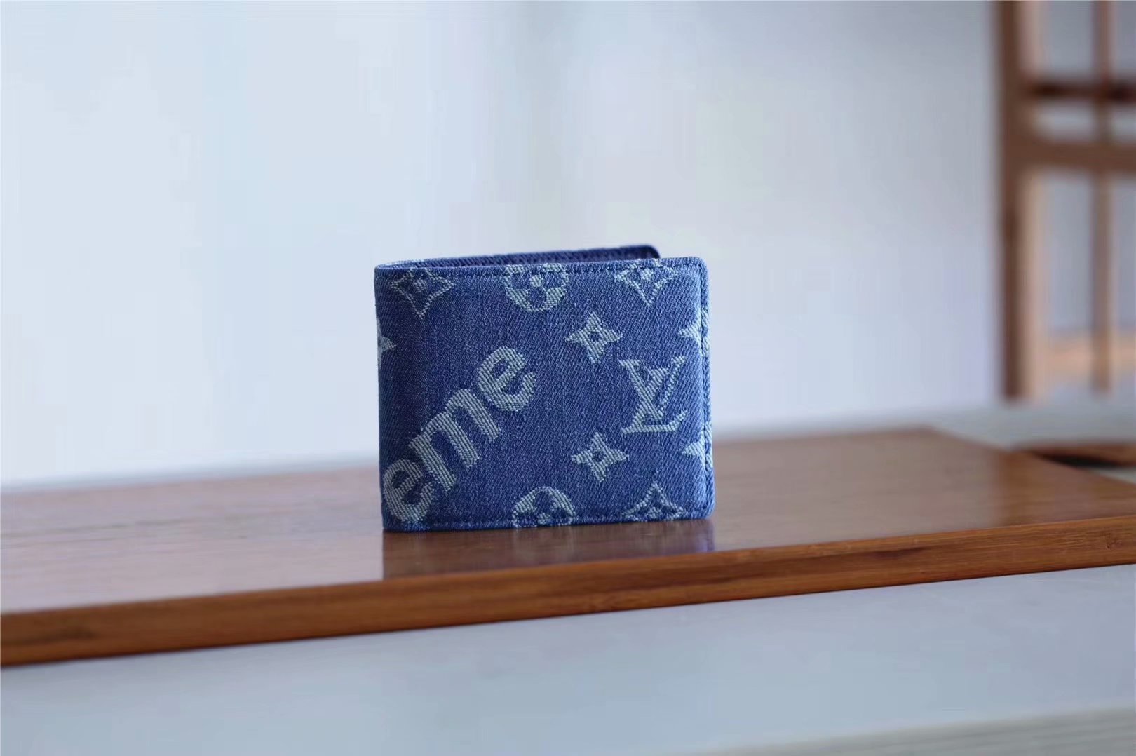 Replica Louis Vuitton M60895 Supreme Men Wallet Blue Denim