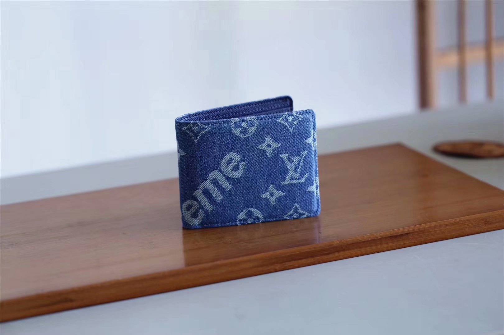 Replica Louis Vuitton M60895 Supreme Men Wallet Blue Denim