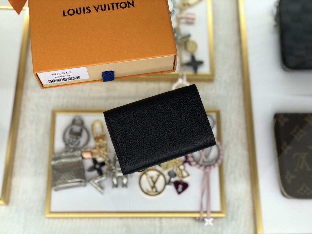 Replica Louis Vuitton M63921 Women Lockmini Wallet Calf Leather Noir