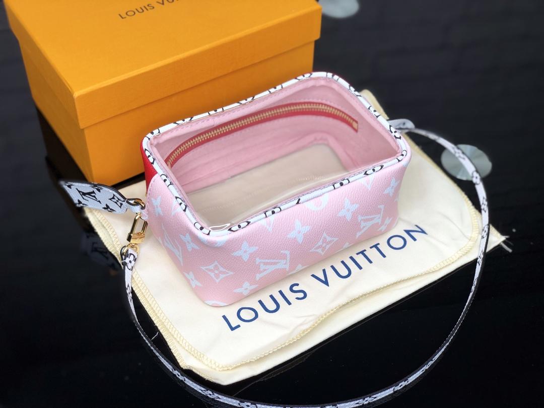 Replica Louis Vuitton M67601 Beach Pouch Rouge Monogram Coated Canvas and Transparent PVC