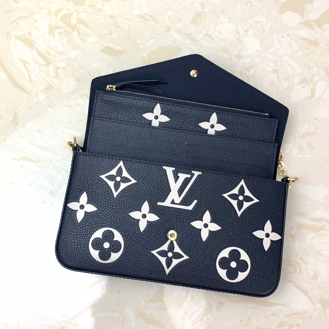 Replica Louis Vuitton M69515 Pochette Felicie Monogram Empreinte Embossed Supple Grained Cowhide Leather Black