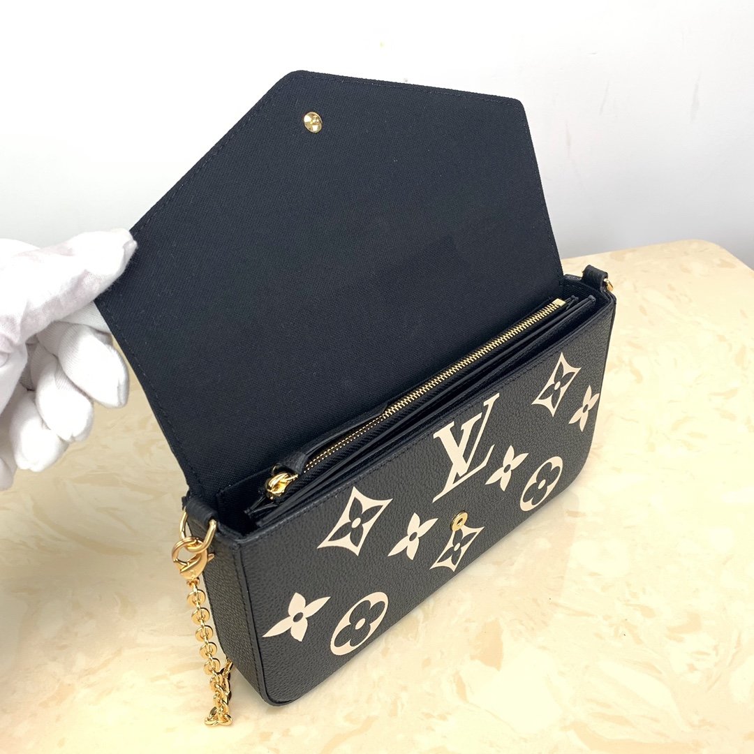 Replica Louis Vuitton M69515 Pochette Felicie Monogram Empreinte Embossed Supple Grained Cowhide Leather Black