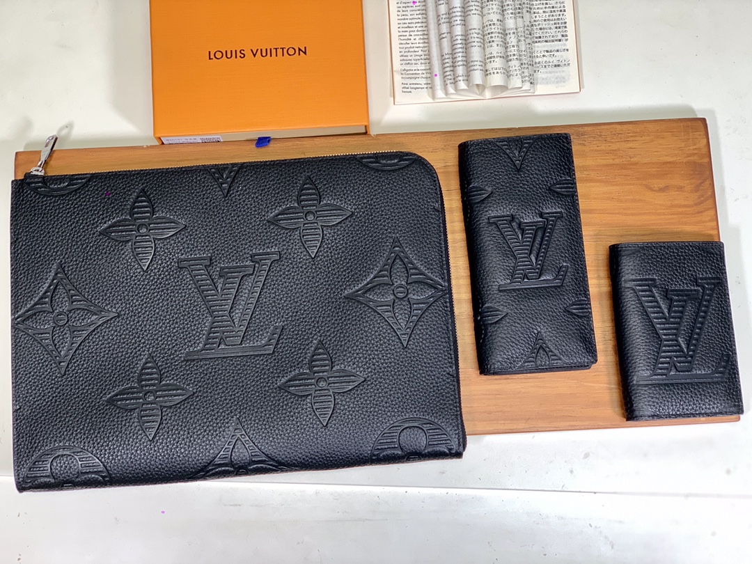 Replica Louis Vuitton M80042 M80038 M60181 Black Taurillon Shadow Leather Embossed with Larger-than-usual Monogram Pattern