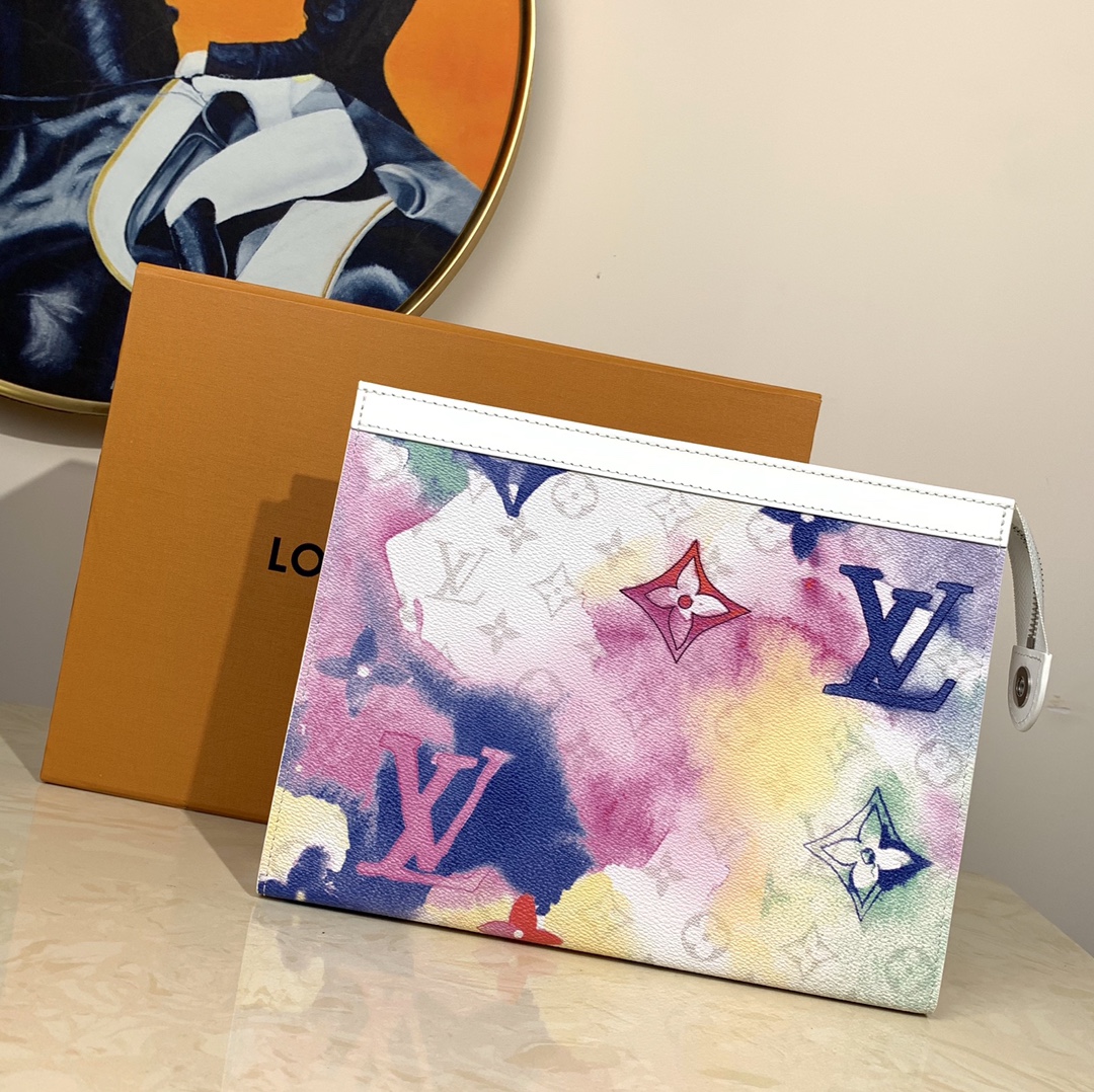 Replica Louis Vuitton M80460 Pochette Voyage MM Monogram Watercolor Multico Coated Canvas