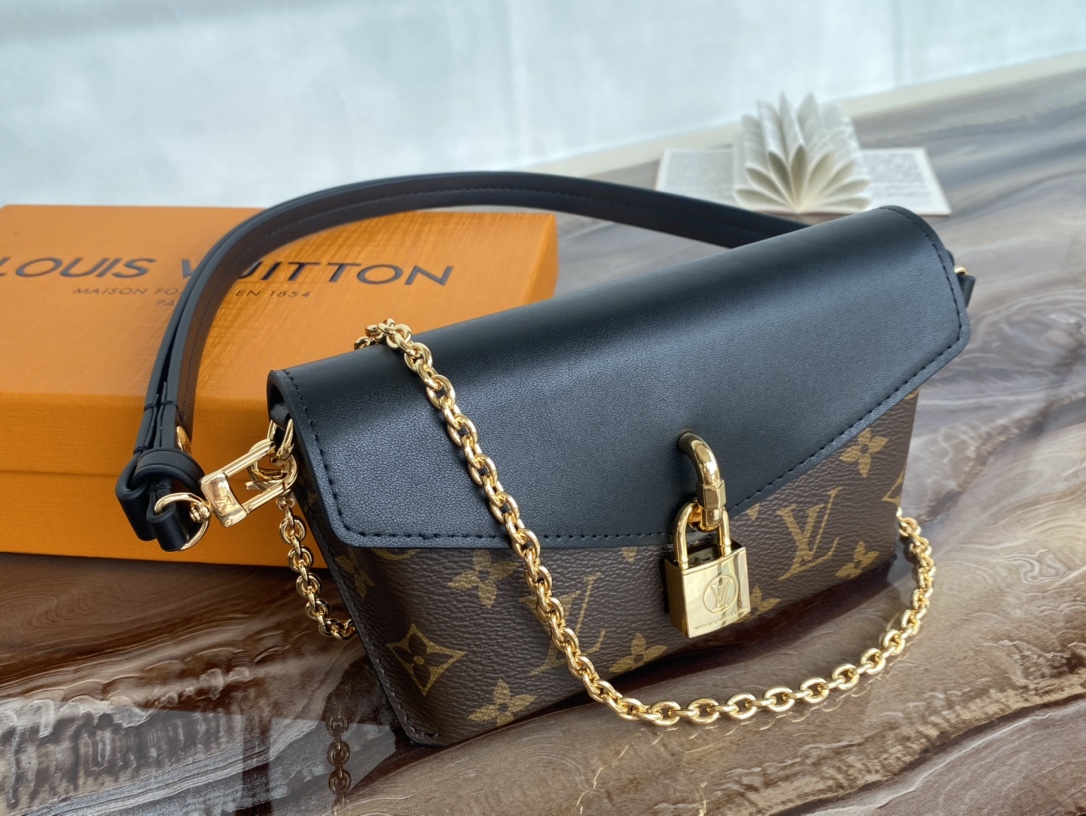 Replica Louis Vuitton M80559 Padlock On Strap Monogram Coated Canvas and Cowhide-Leather Black