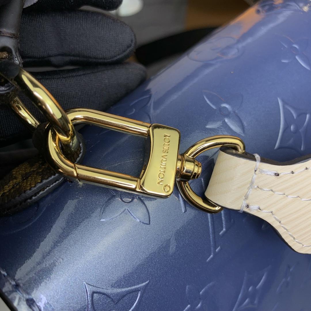 Replica Louis Vuitton M90373 Spring Street Debossed Monogram Vernis Patent Cowhide Leather Bleu Jean Blue