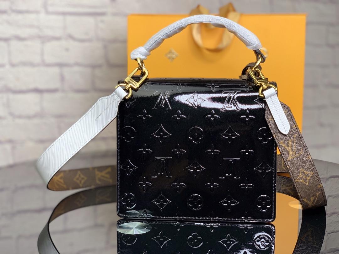 Replica Louis Vuitton M90375 Spring Street Debossed Monogram Vernis Patent Cowhide Leather Noir