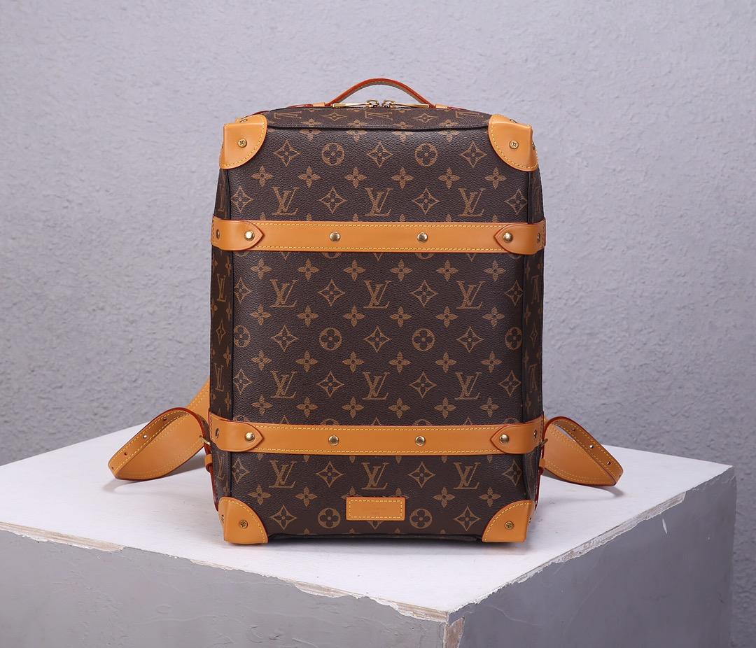 Replica Louis Vuitton Men Soft Trunk Backpack PM Monogram Canvas and Trimmed with Cowhide Leather M44752