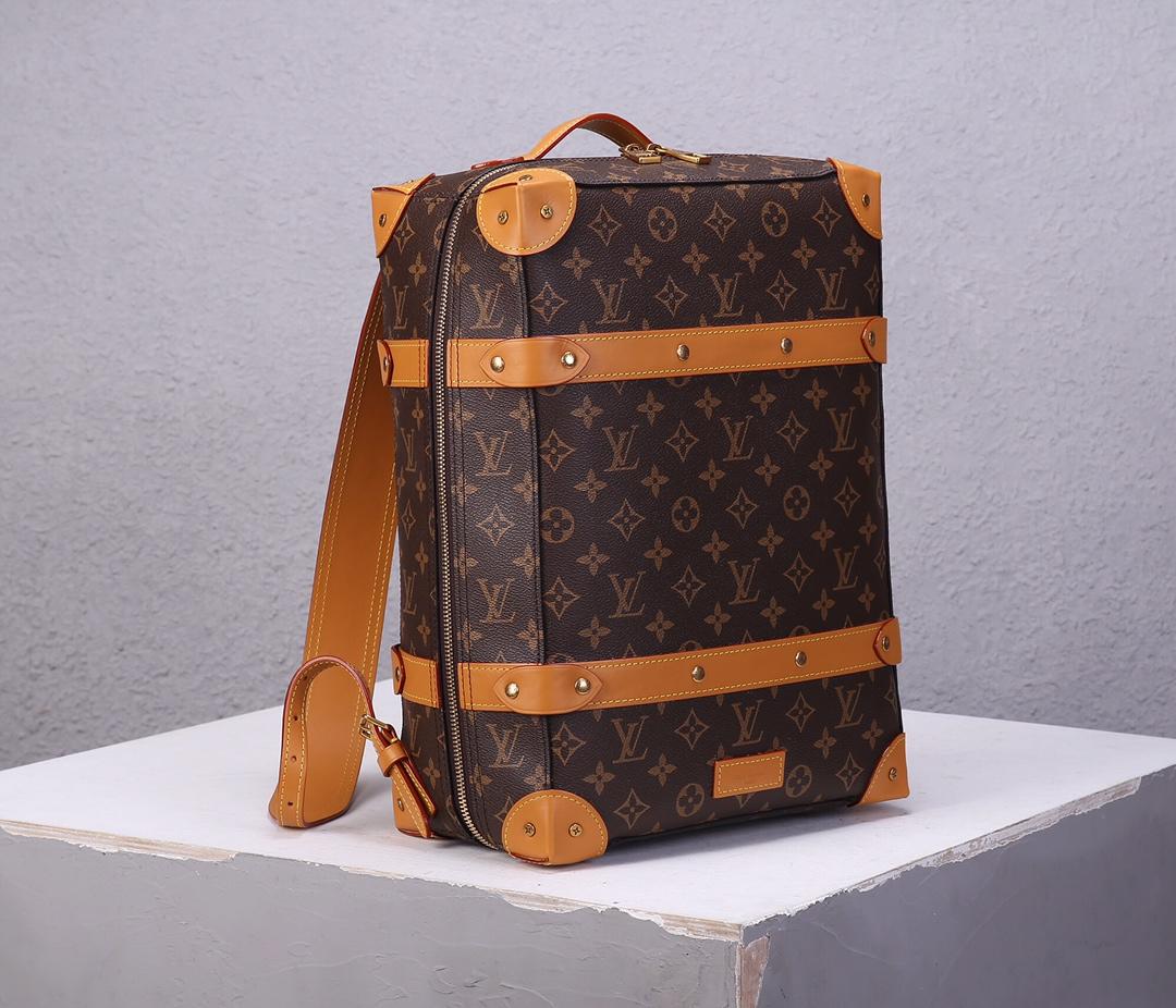 Replica Louis Vuitton Men Soft Trunk Backpack PM Monogram Canvas and Trimmed with Cowhide Leather M44752