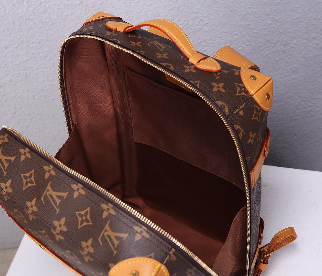 Replica Louis Vuitton Men Soft Trunk Backpack PM Monogram Canvas and Trimmed with Cowhide Leather M44752