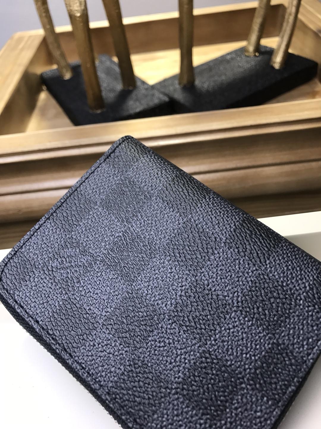 Replica Louis Vuitton Men Zipper Small Wallet Damier Graphite