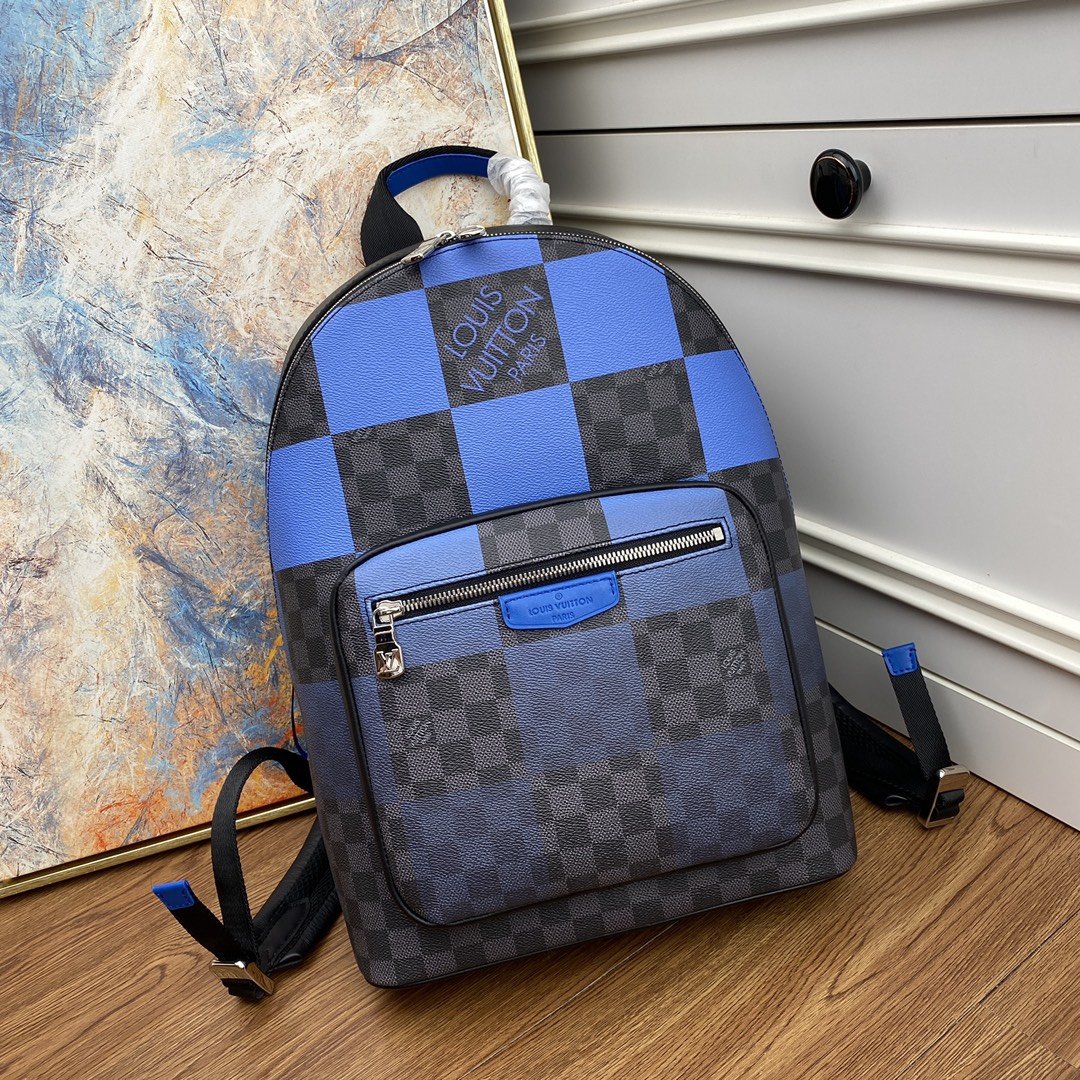 Replica Louis Vuitton N40402 Men Josh Backpack Blue Damier Graphite Giant Coated Canvas