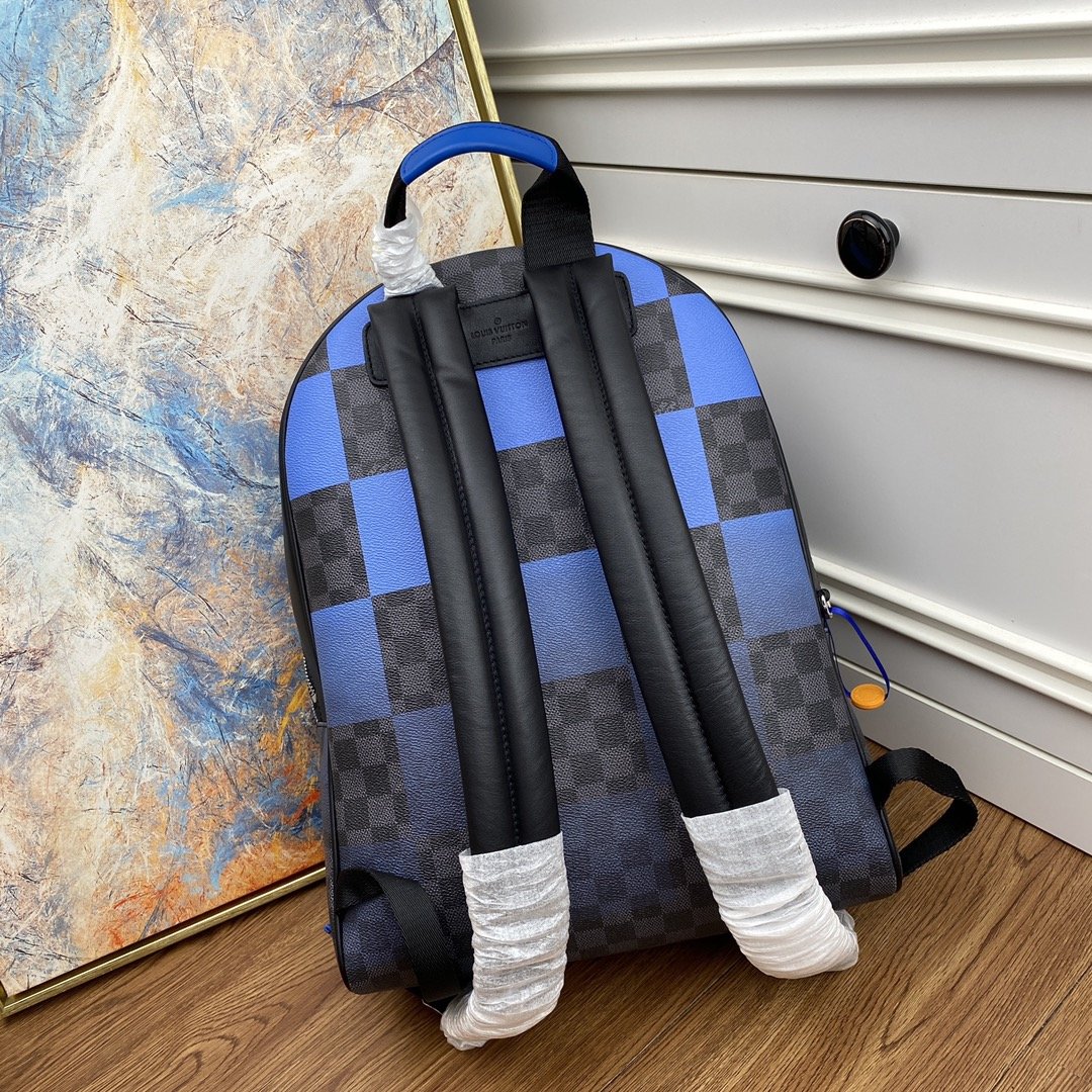 Replica Louis Vuitton N40402 Men Josh Backpack Blue Damier Graphite Giant Coated Canvas